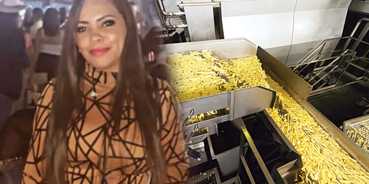 MUERE triturada al CAER a máquina cortadora de papas