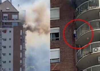 Video: Niño desesperado se CUELGA de balcón para salvarse de MORIR en incendio