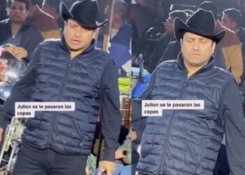 Julión Álvarez es captado «hasta las chanclas» en su show de palenque