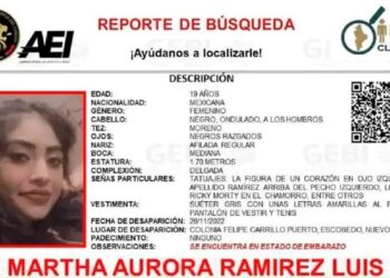 MARTHA Aurora desapareció en Nuevo León; tiene 19 años y está EMBARAZADA