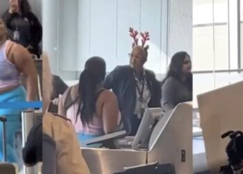 ¡Qué genio!: mujer lanza computadora a trabajador de American Airlines
