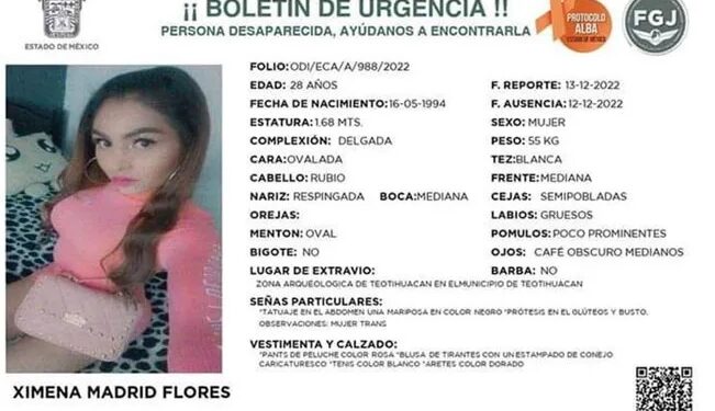 Investigan CRUEL asesinato: Ximena era “trans” y la hallaron muerta en Teotihuacán