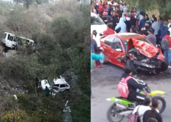 Fatal choque entre micro y 2 autos deja 4 MUERTOS y 10 HERIDOS en Edoméx