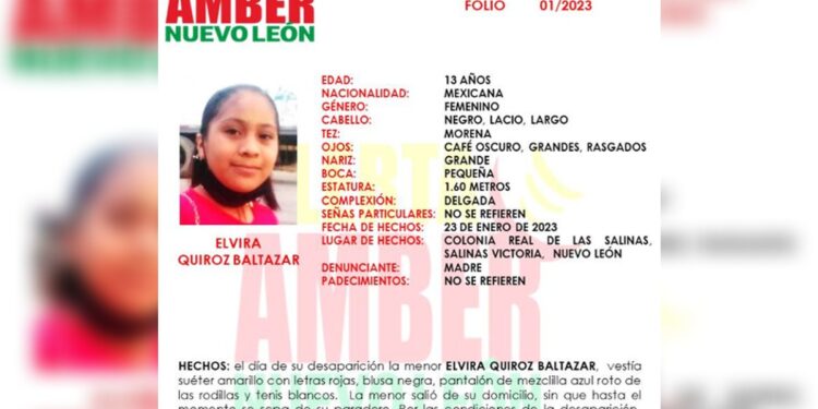 ¡Se busca a ELVIRA!, tiene 13 años y su familia está desesperada en Salinas, NL