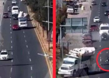 Video: trabajadores de limpieza “salen VOLANDO” de camión tras fuerte accidente