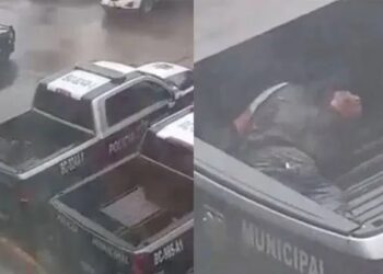 Video. ¡Policías abandonan a detenido arriba de patrulla mojándose en la lluvia!