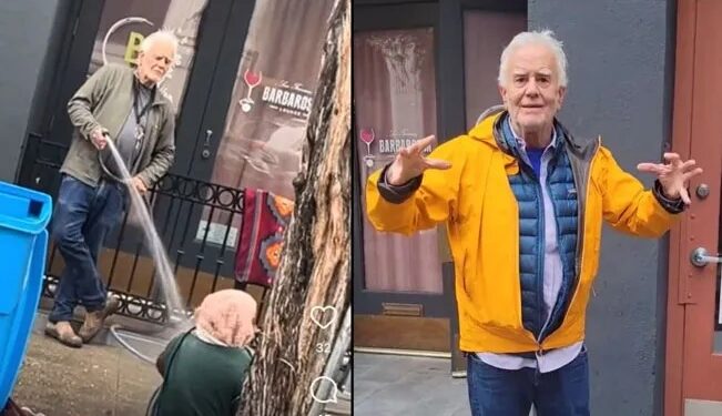 Video: ¡Bien merecido!, detienen a sujeto que mojó a indigente con manguera
