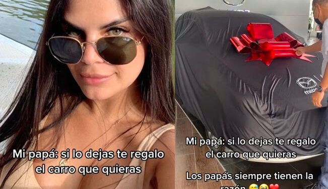 Promete auto a su hija si tronaba con el novio; ella ya anda solterita en su “maquinón”