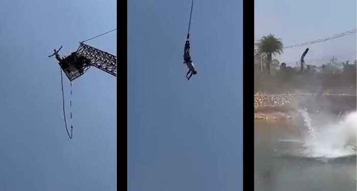 Video. ¡Impactante!, se arroja del bungee y la cuerda se rompe