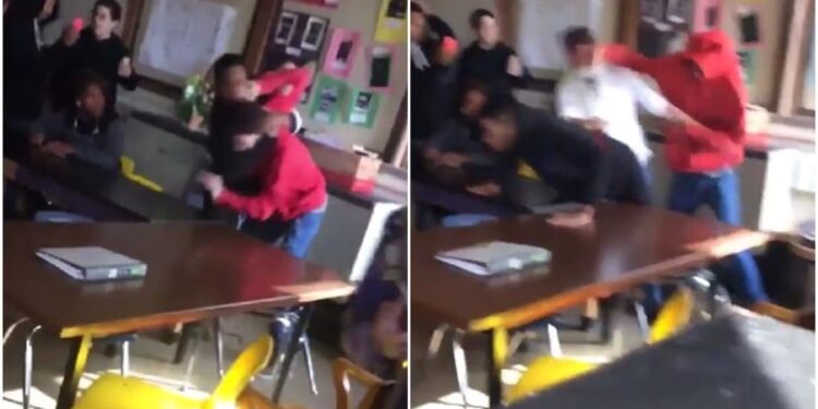 Video. “No vuelvas a tocar a la maestra”: con puñetazo defiende a su profesora de un compañero