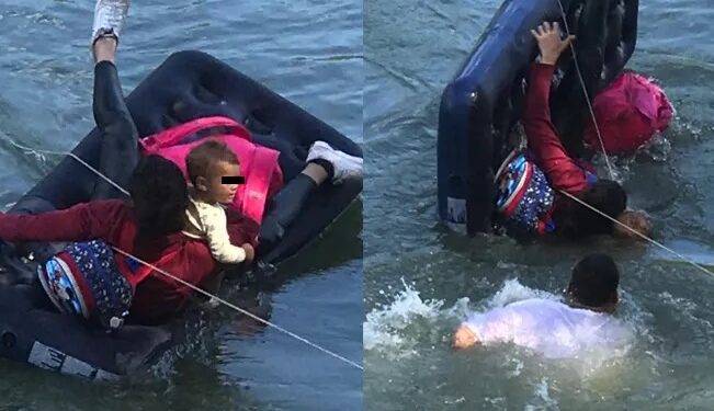 ¡MIGRANTES arriesgan su vida y BEBÉ casi muere ahogado cruzando el río Bravo!
