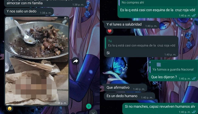 Video. ¡Espeluznante!, halla “dedo humano” en sus carnitas y escandaliza en redes