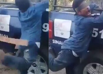 Video. «Polis» golpean con una tabla a detenido mientras suplicaba perdón