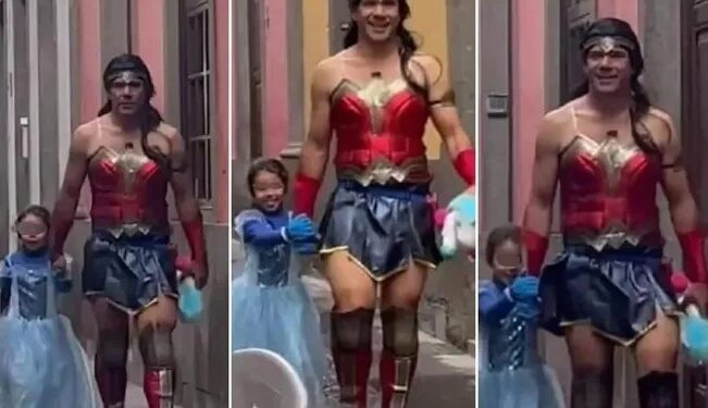 Video. «Papá MARAVILLA»: se viste de superheroína para complacer a su hija