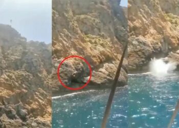 Video. Salto hacia la muerte: se echa «clavado» desde acantilado y muere frente a todos