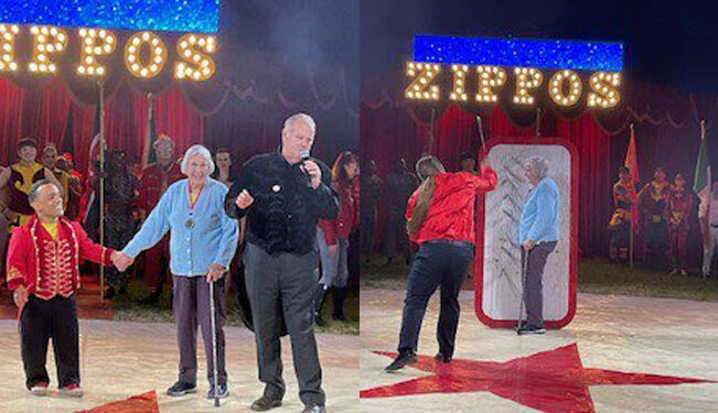 Video: Abuelita de 99 años cumple su SUEÑO de retar a un ¡lanzador de CUCHILLOS!