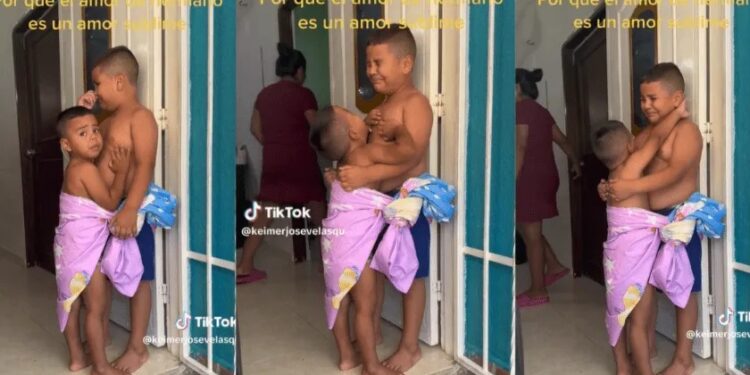 Video. Método ancestral: amarra a sus hijos como castigo por pelearse
