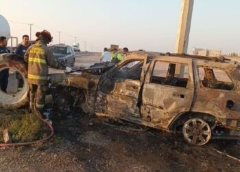 Tras choque queda atrapado en incendio y muere calcinado en Matamoros