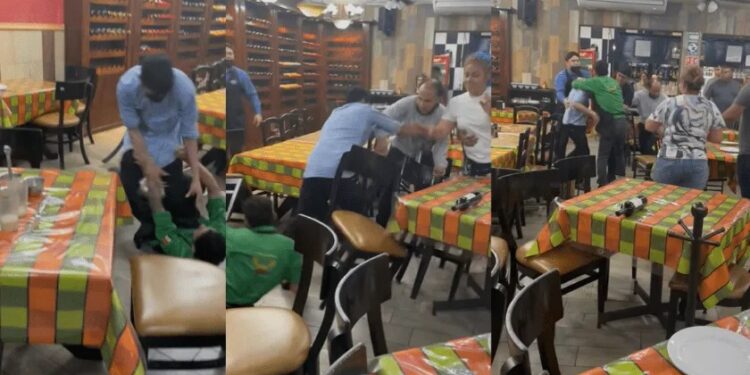 Video. ¡Batalla campal entre meseros y clientes en restaurante de Tampico se viraliza!