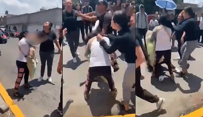 Video: ¡Golpean salvajemente a jovencita y a su mamá que llevaba bebé en brazos!
