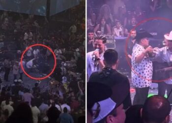 Videos: ¡Músicos de Grupo Firme arman «escenita» al pelearse en concierto!