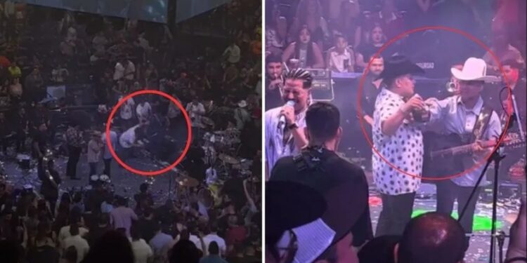 Videos: ¡Músicos de Grupo Firme arman «escenita» al pelearse en concierto!