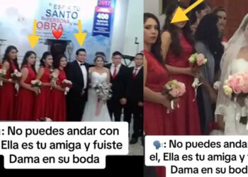 Video. ¡Presume que le “bajó” el esposo a la amiga y hasta fue su dama en la boda!