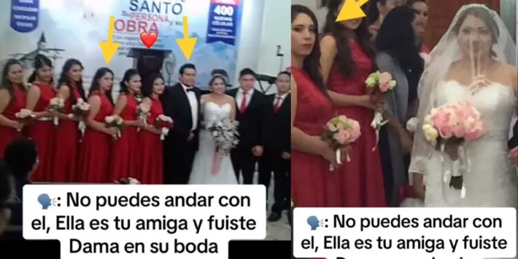 Video. ¡Presume que le “bajó” el esposo a la amiga y hasta fue su dama en la boda!