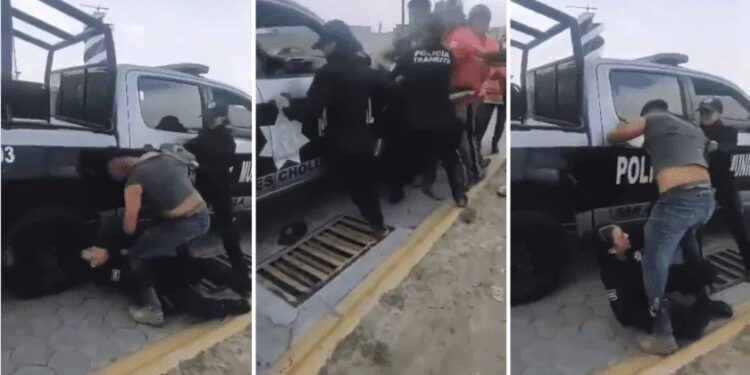 Video. “Machito” borracho GOLPEA salvajemente a mujer policía en Puebla