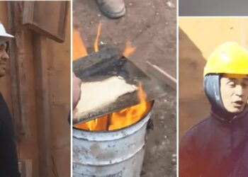 ALBAÑILES presentan la “Milanesa a la pala”: así se las ingenian para comer en obras