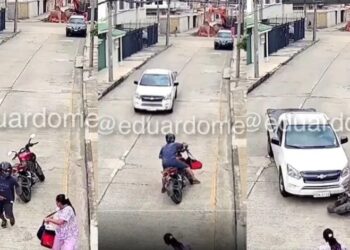 Video. ¡HÉROE atropella 3 veces a ASALTANTE para defender a mujer!