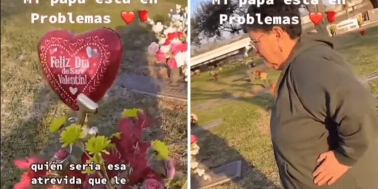 Video. ¡A bastonazos!, abuelita reclama a su difunto esposo por ‘infiel’
