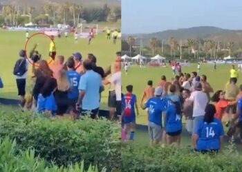 Video. ¡Furioso padre trata de «apuñalar» a otro por pleito en partido de «fut» infantil!