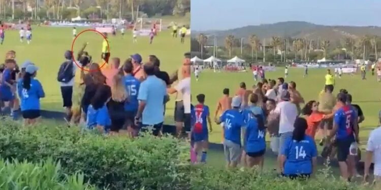 Video. ¡Furioso padre trata de «apuñalar» a otro por pleito en partido de «fut» infantil!