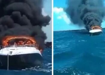Video. ¡Llamas devoran yate y pasajeros aterrados saltan al mar para no morir!