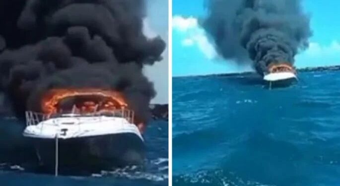 Video. ¡Llamas devoran yate y pasajeros aterrados saltan al mar para no morir!