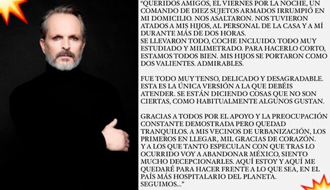 “Nos asaltaron, nos tuvieron atados…”: Miguel Bosé confirma que 10 ‘pistoleros’ asaltaron su casa