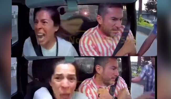 Video. ¡ESPANTOSO momento en el que pareja es ASALTADA en un alto y escapa!