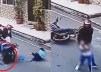 VIDEO. ¡Tras caer de ‘moto’, NIÑA se levanta sin darse cuenta de que perdió el BRAZO!