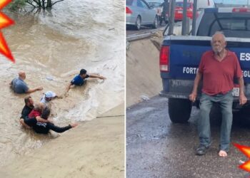 ¡Héroes!, rescatan a abuelito de 90 años de morir ahogado en un arroyo