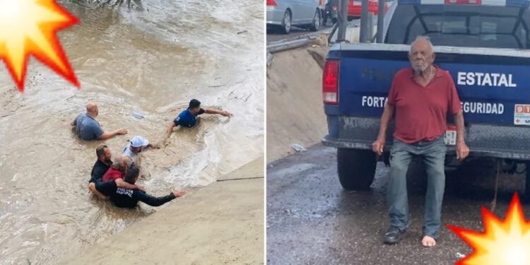 ¡Héroes!, rescatan a abuelito de 90 años de morir ahogado en un arroyo