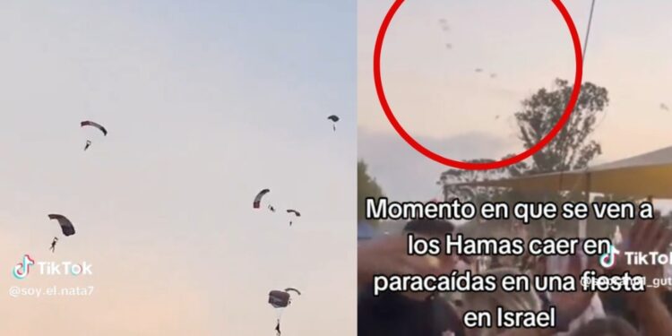 Video. ¡Así descendieron en paracaídas los miembros de Hamás para atacar festival en Israel!