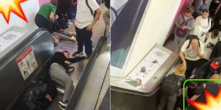 Video. Reportan 7 LESIONADOS tras caer escaleras eléctricas de Metro en CDMX