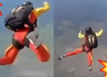 VIDEO. ¡Pánico!: salta de paracaídas, pero se desmaya en el aire al no poderlo abrir