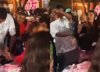Video: Acuchilla a invitado que la quiso arrojar a su pastel de cumpleaños