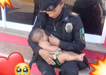 ¡Gran corazón!: ‘poli’ amamanta a bebé damnificado que no había comido en Acapulco
