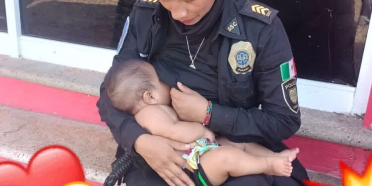 ¡Gran corazón!: ‘poli’ amamanta a bebé damnificado que no había comido en Acapulco