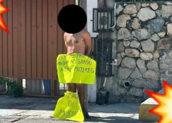 Video. ¡Desnudan y amarran a un poste a sujeto por “acosador de mujeres”!