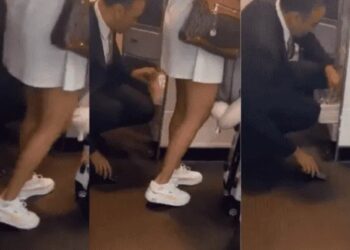 Video. ¡Cachan en la ‘movida’ a empleado de Aeroméxico grabando bajo la falda de pasajera!