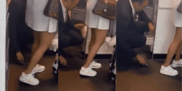 Video. ¡Cachan en la ‘movida’ a empleado de Aeroméxico grabando bajo la falda de pasajera!
